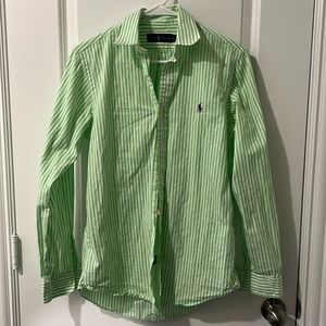 Ralph Lauren Men’s SZ S button down shirt. Green and white